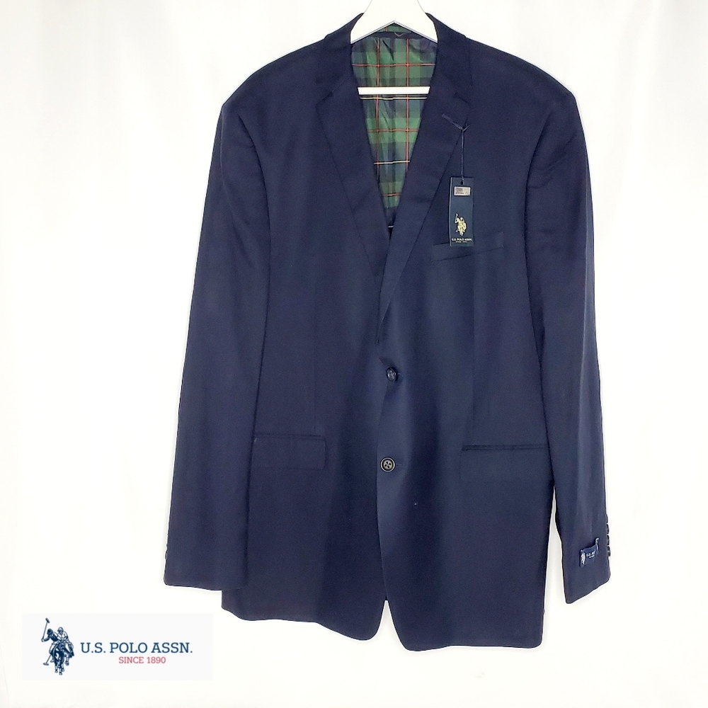 U.S. Polo Association Cotton Solid Sport Coat - Blue